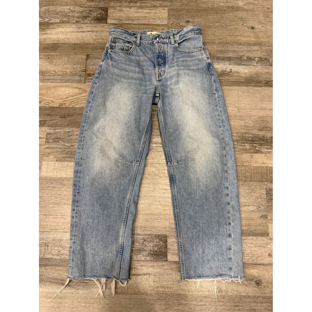 Madewell The Darted Barrel Leg Jean Light Wash Blue High Rise Button Fly Sz 25